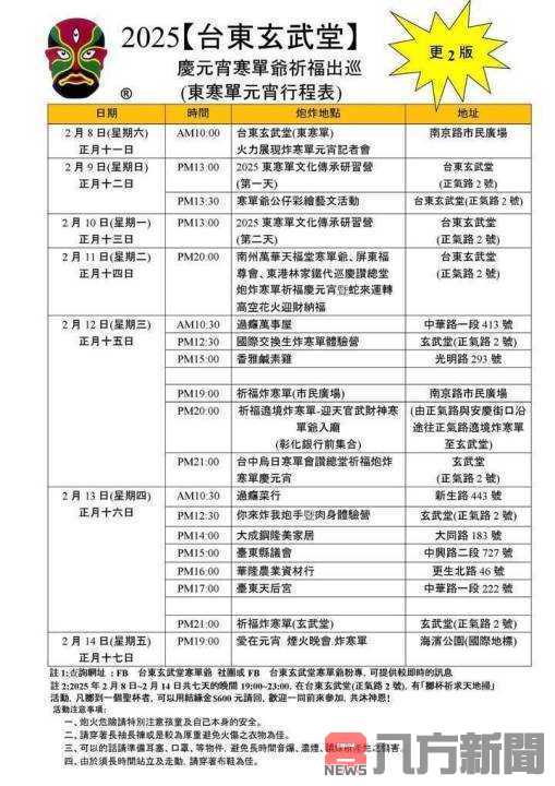 煙火、炮炸、祈福 台東元宵系列活動亮點多